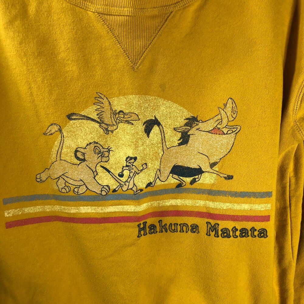 Disney The Lion King Sweatshirt Hakuna Matata Mustard Yellow Small - Picture 3 of 8